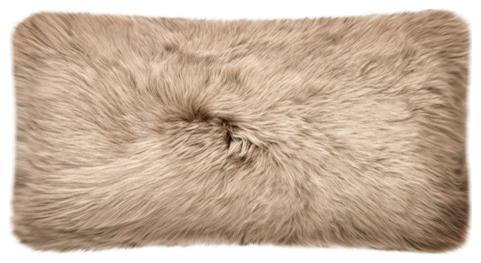 Rustic Sheepskin Double-Sided Pillow, Sand Brown, 12"x22"