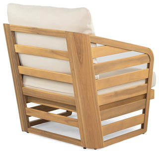 GDF Studio Outdoor Acacia Wood Club Chair with Waterproof Cushions, Teak Finish/Beige Cushion, Single