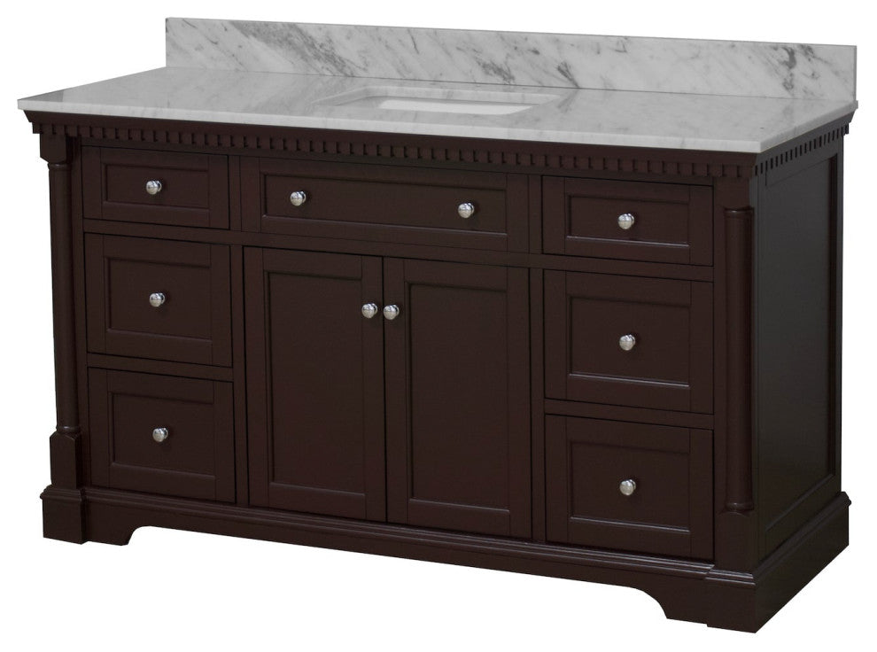 Sydney 60" Bathroom Vanity, Chocolate, Carrara Marble, Single Sink
