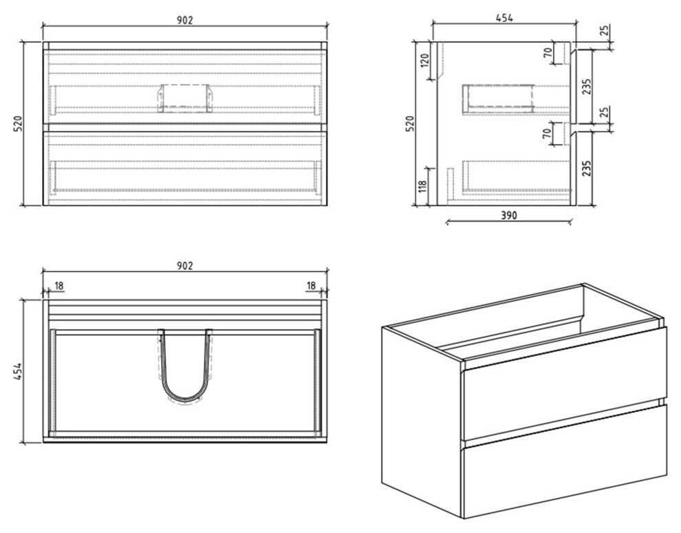 Wood Wall-Mounted Bathroom Vanity Set with Integrated Resin Sink, Grey, 36"