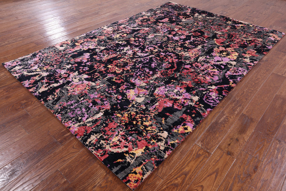 Handmade Modern Wool and Silk Rug 6' 2" X 9' 1" Q6850
