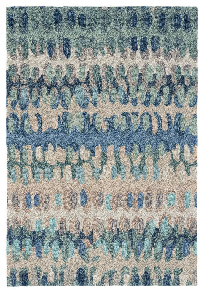 Dash & Albert Paint Chip Blue Hand Micro Hooked Wool Rug, Blue, 2' x 3'