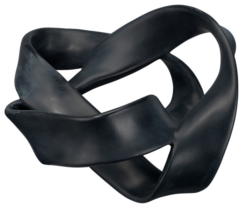 Organic Shape Entwined Knot Free Form Rings Sculpture Abstract Modern Black