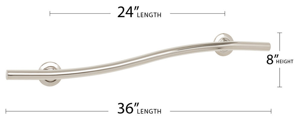 Wave Design Shower Grab Bar, Satin Stainless, 36"