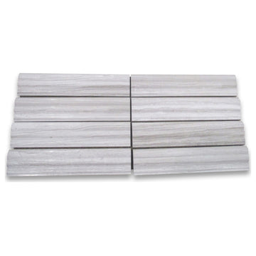 Athens Silver Cream Wooden Beige Marble Chair Rail Trim Molding 2.5x12, 1 piece