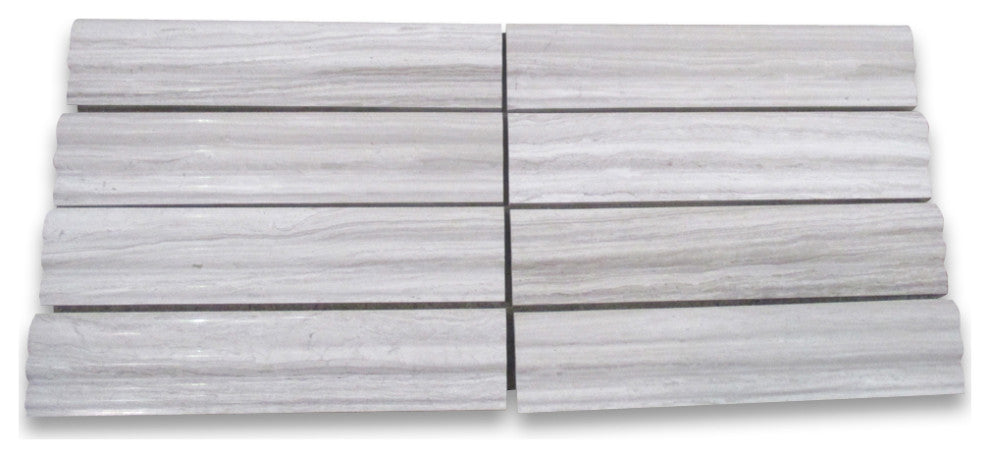 Athens Silver Cream Wooden Beige Marble Chair Rail Trim Molding 2.5x12, 1 piece