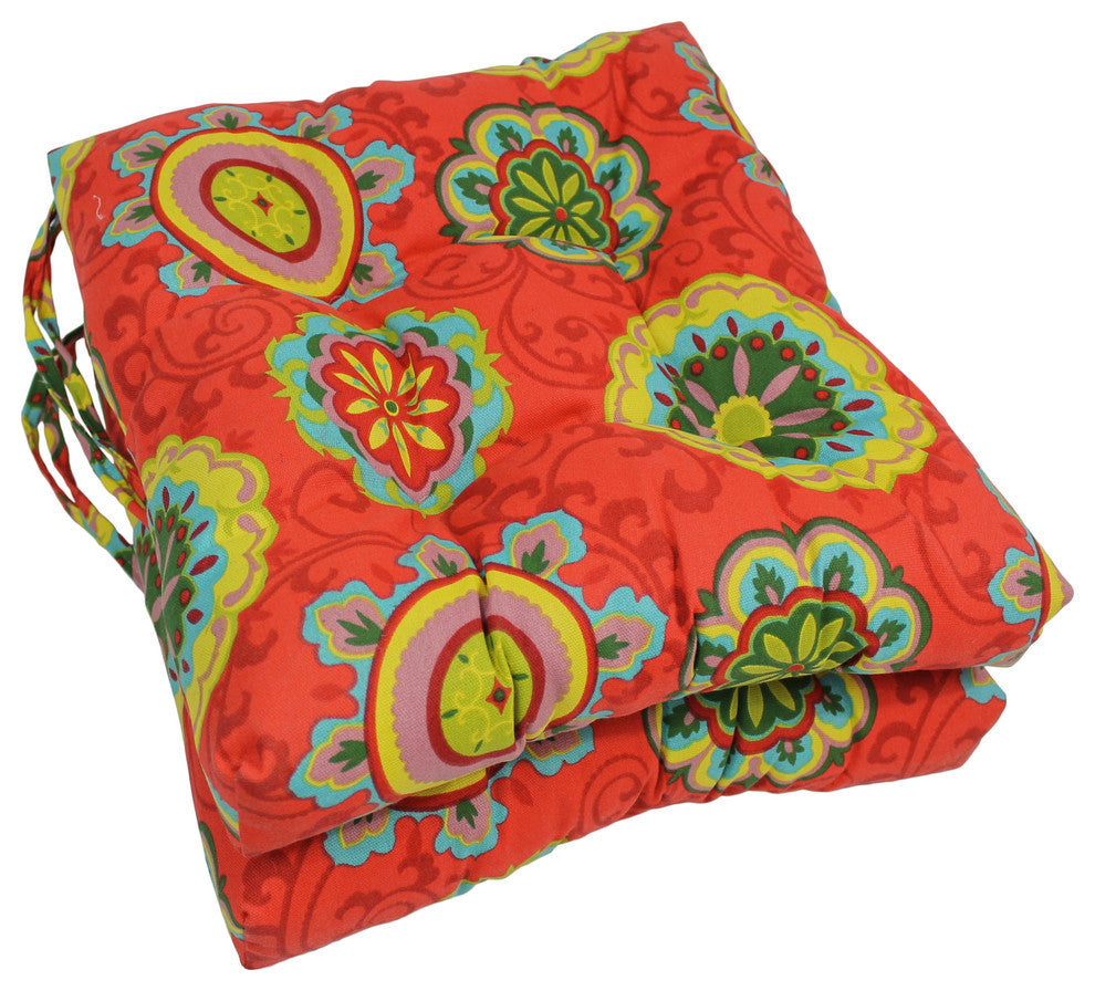 16" Spun Polyester Square Tufted Chair Cushions, Set of 2, Farrington Terrace
