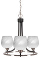 Paramount 3-Light Chandelier, Matte Black & Brushed Nickel, 6" White Marble