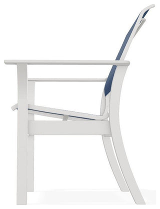 Leeward Sling Stackable Outdoor Dining Chair, Cobalt/Snow