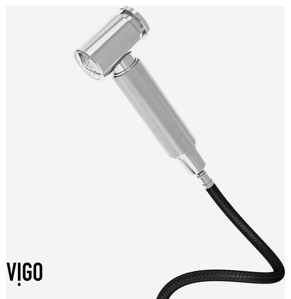 VIGO Cass 13" H Widespread Pull-Out Sprayer Kitchen Faucet, Chrome