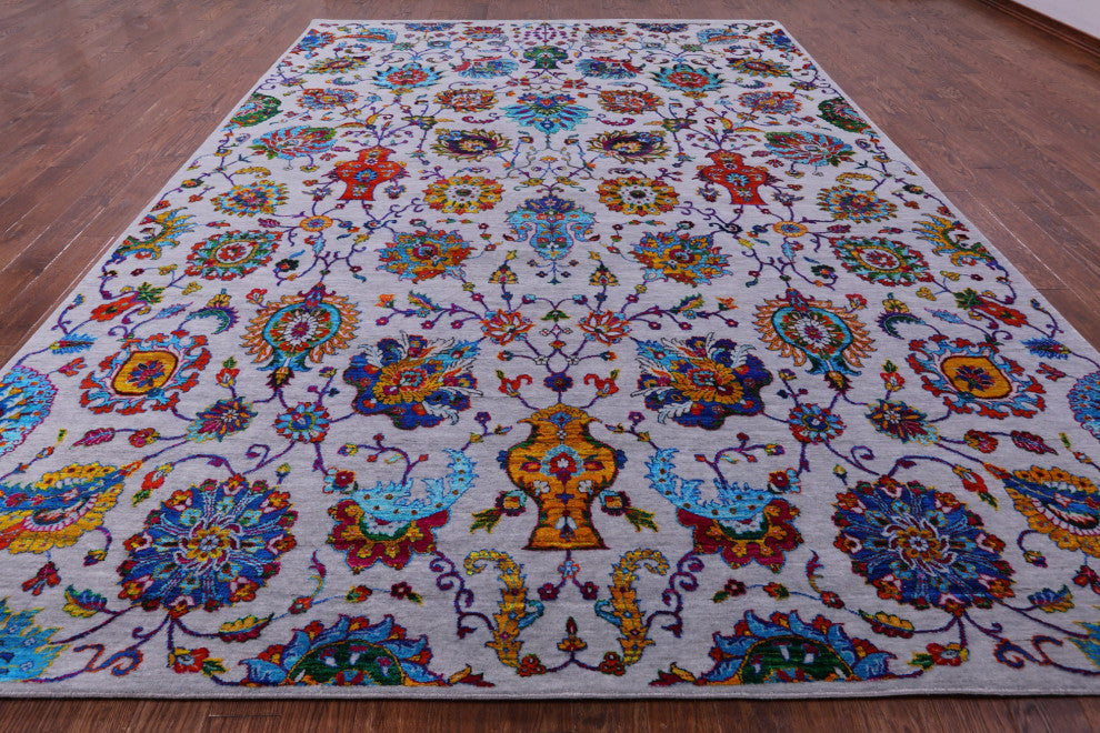 9' 10" X 14' 4" Persian Handmade Wool & Silk Rug - Q15571