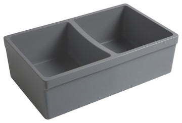 Reversible Matte Double Bowl Fireclay Kitchen Sink