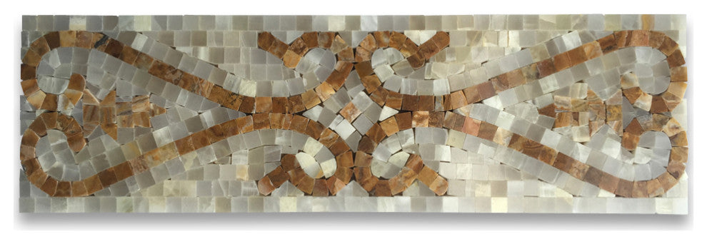 Marble Mosaic Border Listello Tile Everlasting Onyx White 4.7x15.7, 1 piece