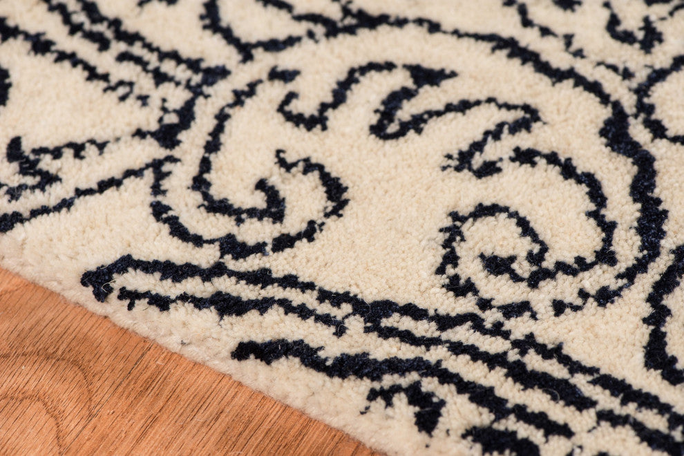 8" X11" X 0.5" Blue Wool Area Rug