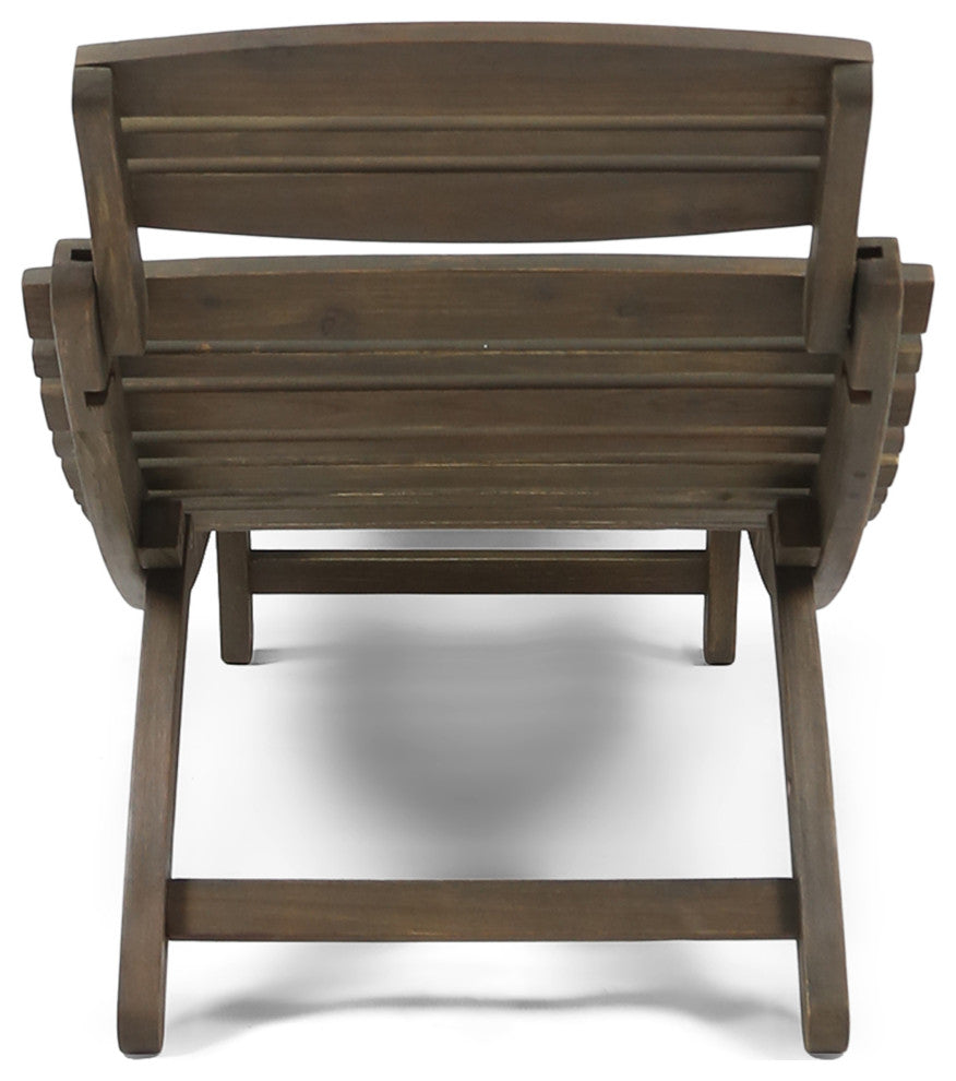 GDF Studio Tycie Outdoor Acacia Wood Foldable Chaise Lounge, Gray, Set of 2
