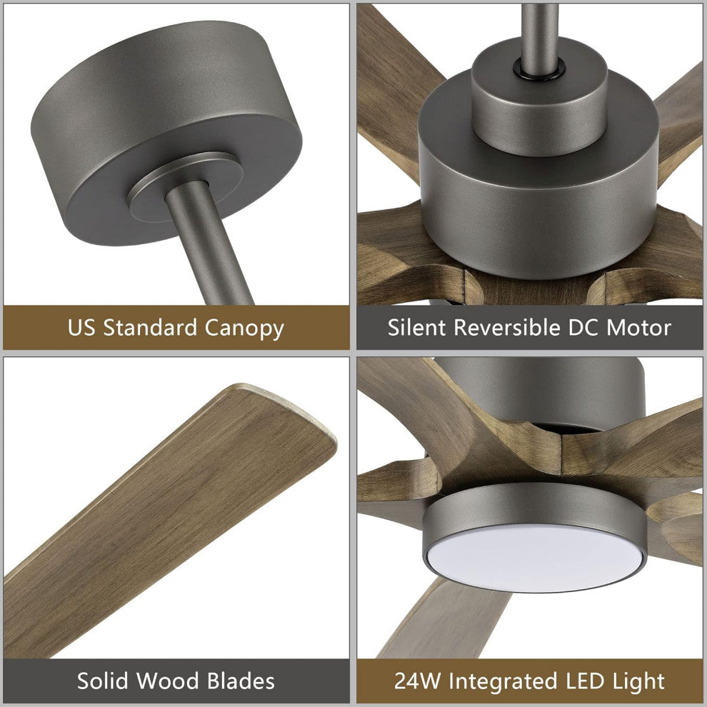 60 in LED Charcoal Ceiling Fan with Remote and Reversible DC Motor