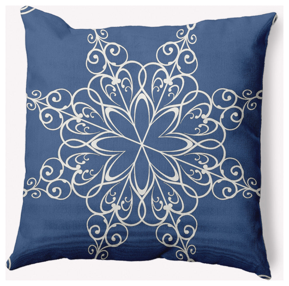 Snowflake Decorative Throw Pillow, Blue, 16"x16"