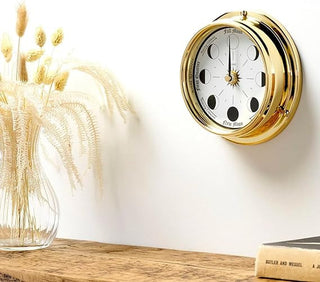 Traditional Northern Hemisphere Solid Brass Moon Phase Clock - Handcrafted