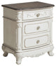 Averny Nighstand, 2-Tone Finish, Antique White, Gray