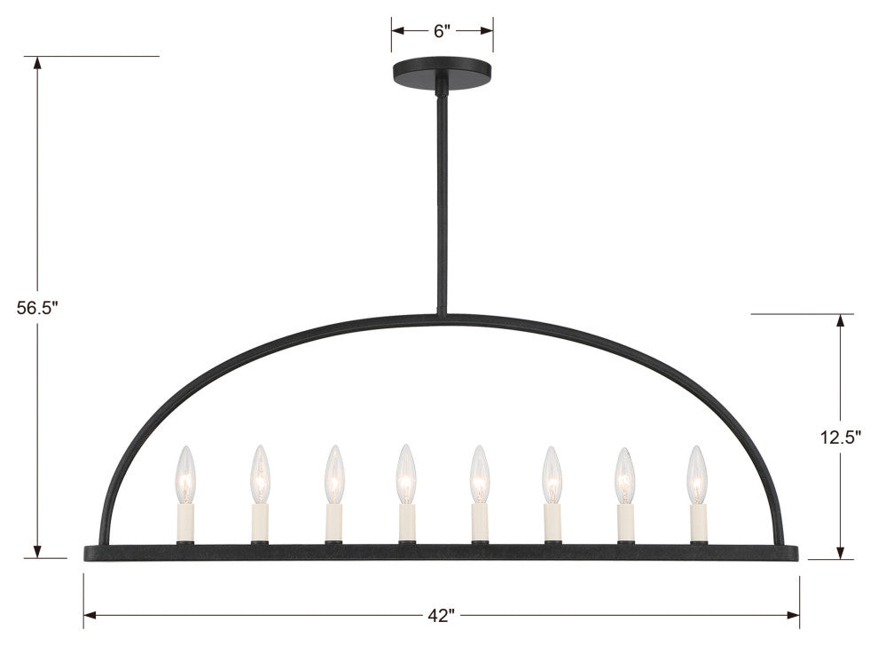 Abbott Eight Light Chandelier in Black