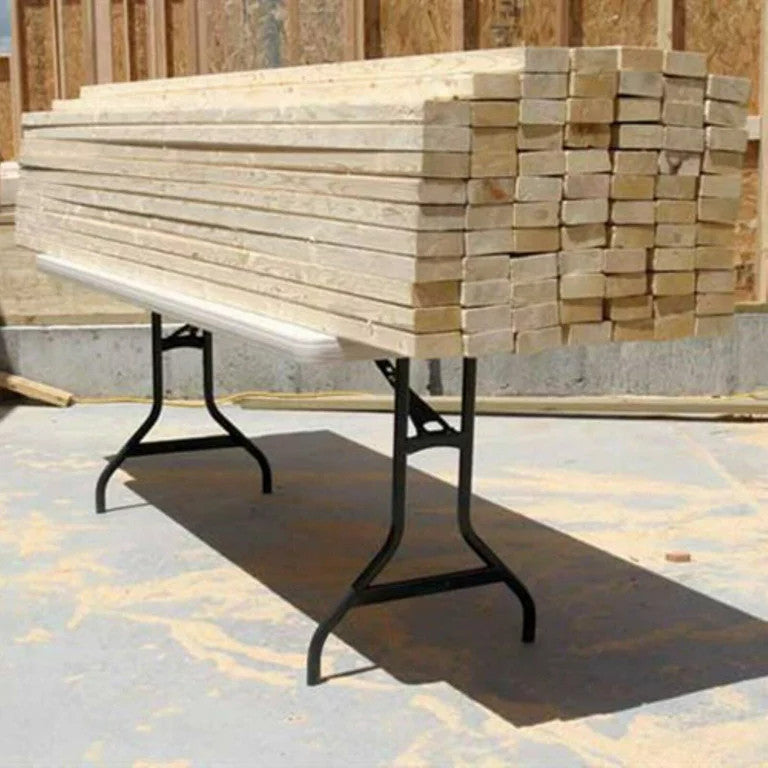 4 Pack Folding Table, Metal Legs With Double Wall Polyethylene Surface, Almond