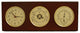 Quartz Clock, Barometer and Thermometer With Hygrometer on Mahogany Wood
