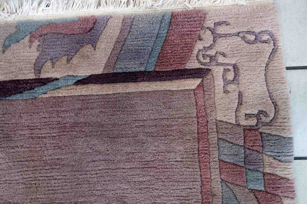 Handmade Vintage Tibetan Khaden Rug 4'x5.9', 122cmx180cm 1960s