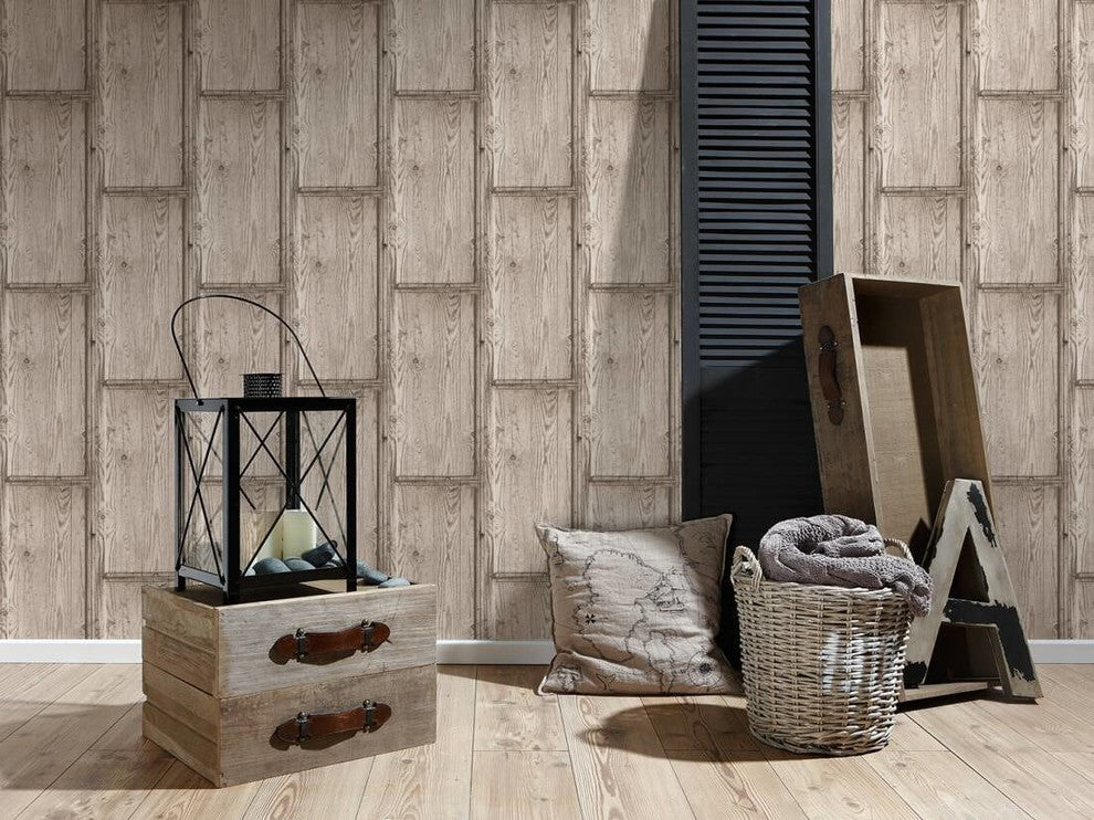 DecoWorld 2, Natural  Beige, Brown Wallpaper Sample, Modern Wall Decor Accent