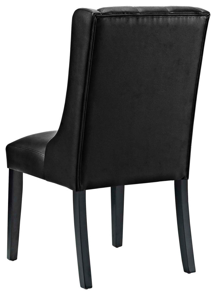 Side Dining Chair, Set of 2, Faux Leather, Black, Modern, Cafe Bistro Restaurant