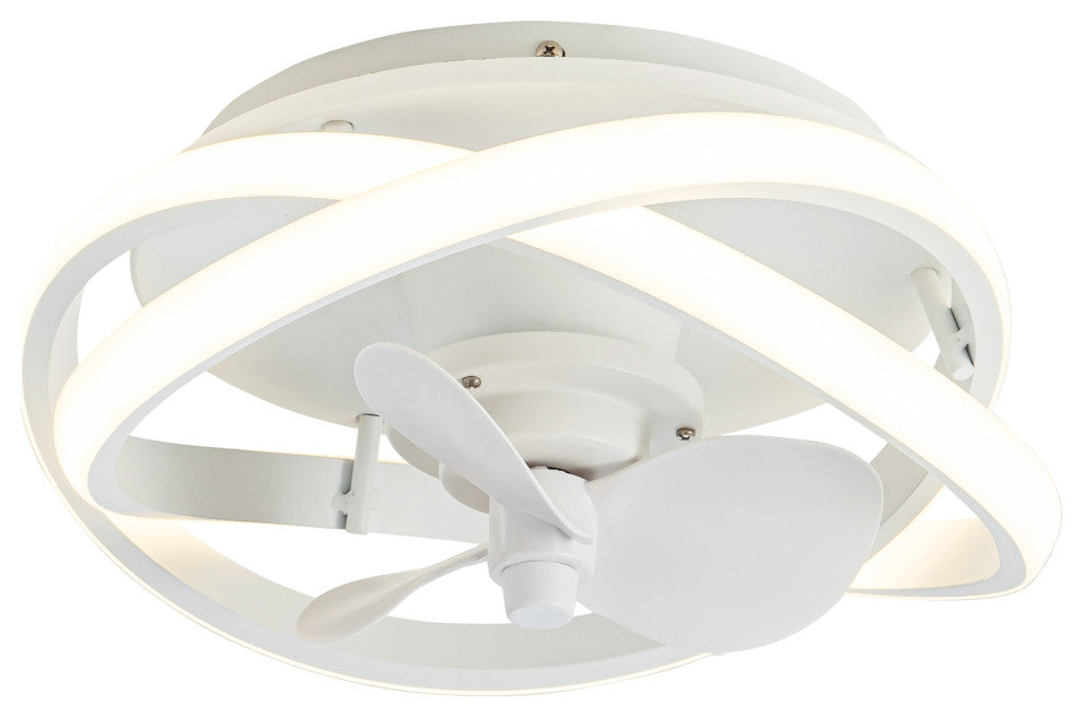 12.5-inch Modern White Small LED Flush Mount Ceiling Fan
