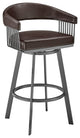 26" Mod Chocolate Faux Leather Java Brown Finish Swivel Bar Stool