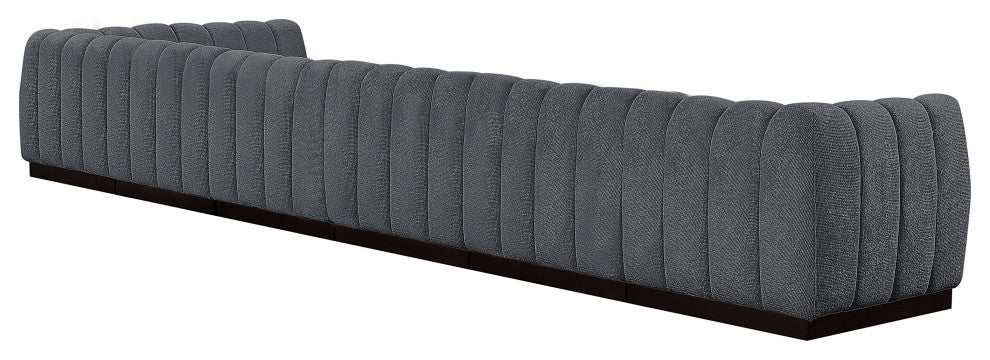 Quinn Chenille Upholstered 7-Piece L-Shaped Modular Sectional, Grey
