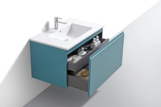 Balli 36'' Wall-Mount Modern Bathroom Vanity, Teal Green
