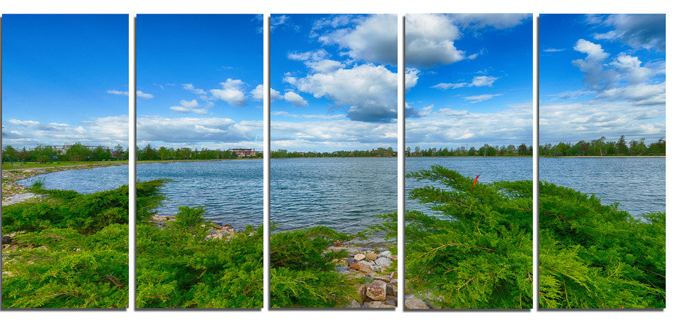 Landscape with Green and Waters, Landscape Canvas Art Print, 60"x28", 5 Panels