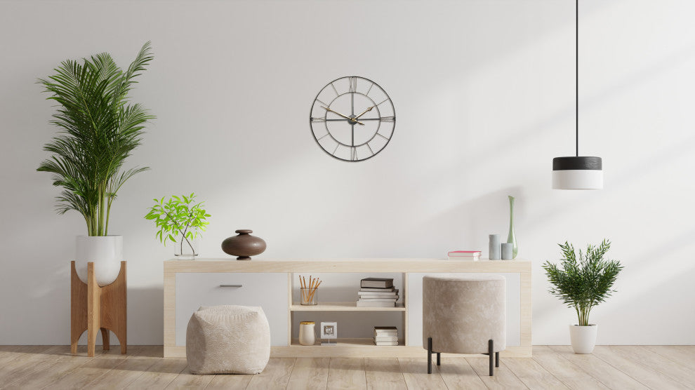 Round Wrought Iron Antique Wall Clock