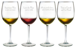 "Say It With Wine" 4-Piece Wine Glass Set