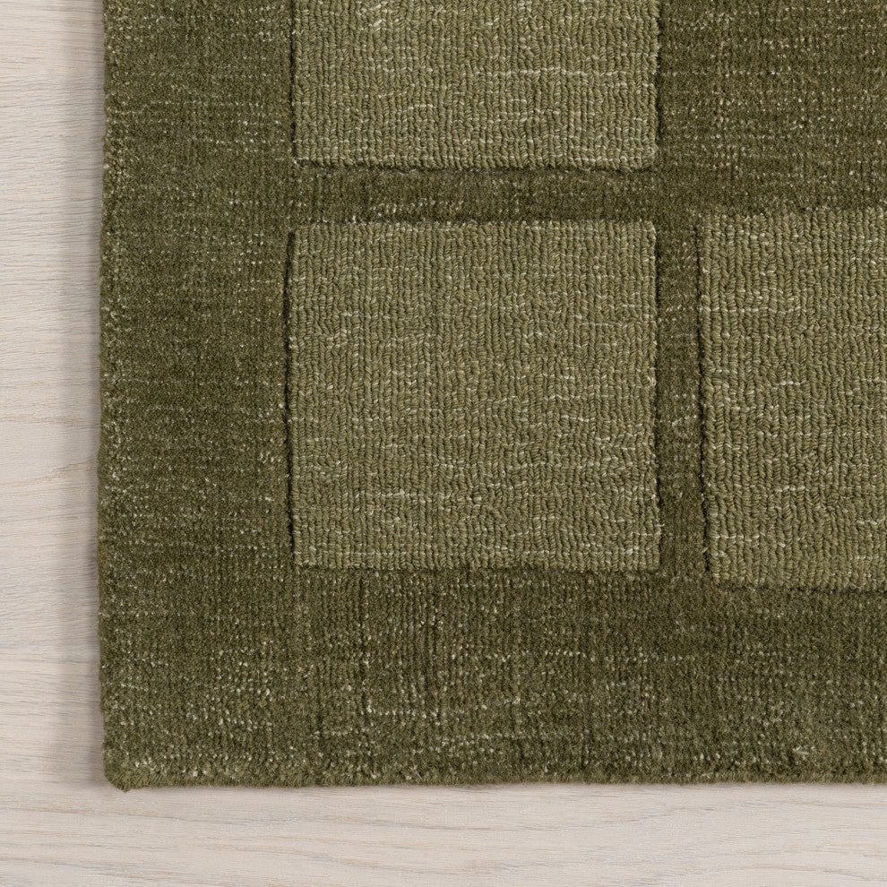 Petra High-Low Wool-Blend Area Rug, Verdant Green 10'' x 14''