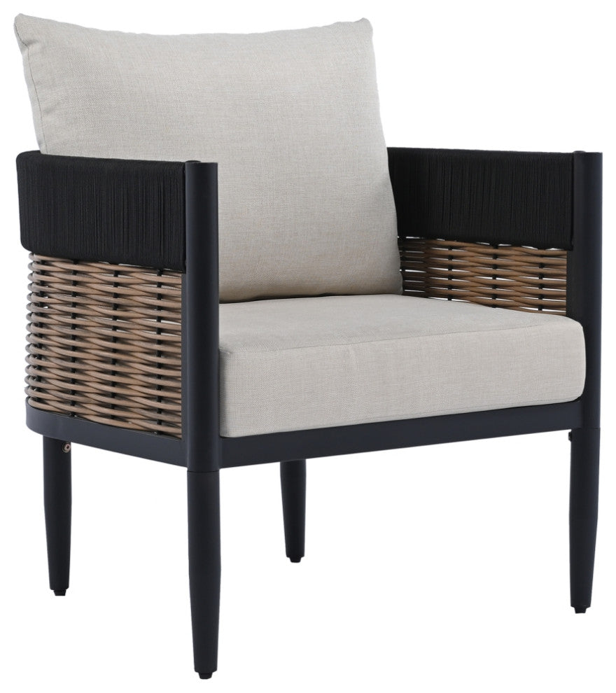 Safavieh Harrison Indoor-Outdoor Chair, Set of 2, Black/Taupe