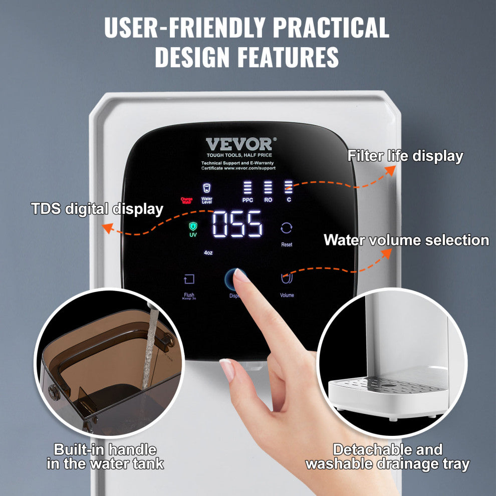 VEVOR Reverse Osmosis System Countertop Water Filter 5-Stage Purification Home