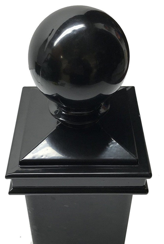 3"x3" Aluminium Ball Top Post Cap for Metal Posts, Pressure Fit, Black (DHBPC30)