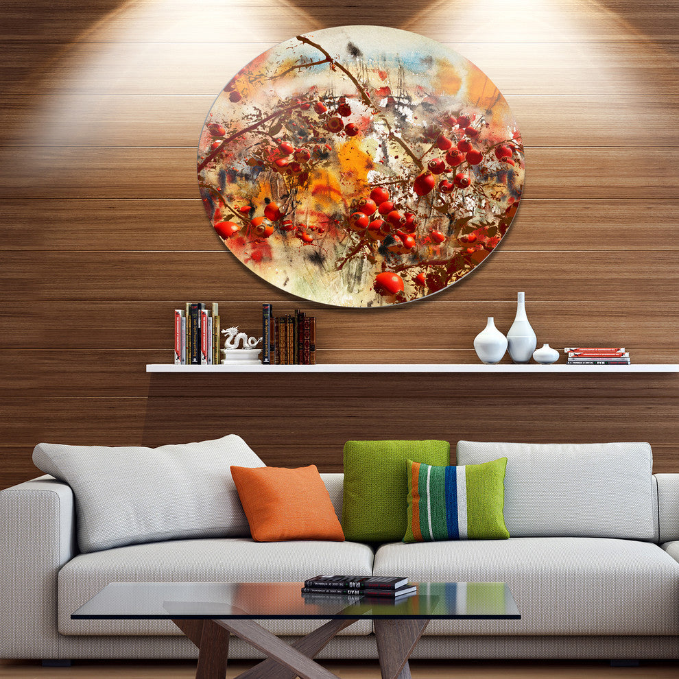 Brier Rose Abstract Background, Modern Flower Round Wall Art, 23"
