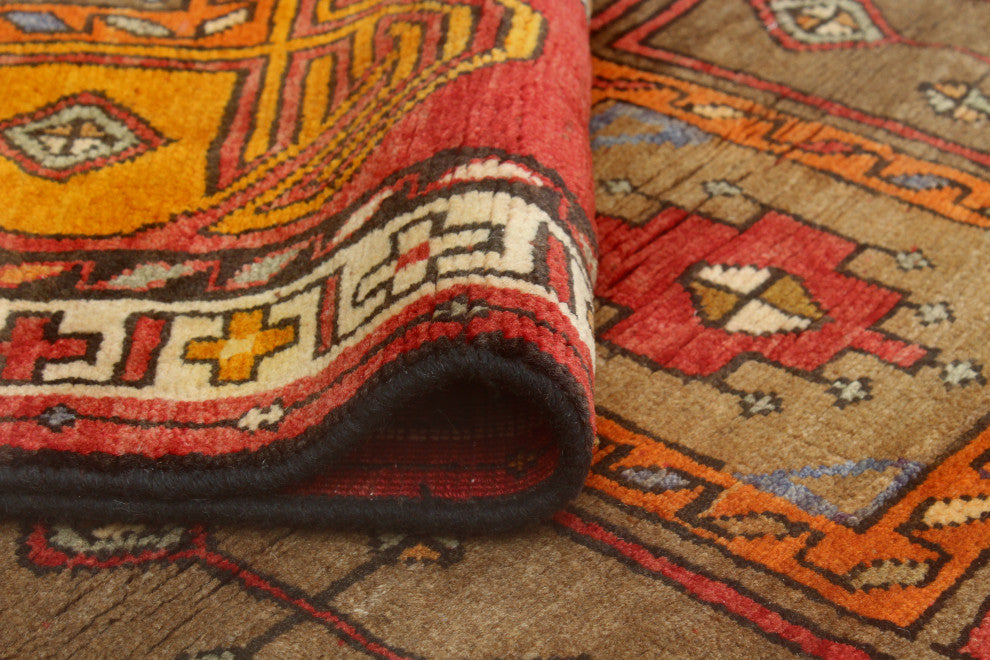 Fine Vintage Distressed Kedar Red/Ivory Runner, 3'7 x 13'2