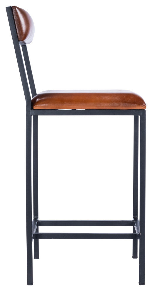 Classic Leather and Metal Counter Stool