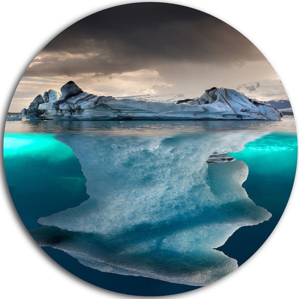 Iceberg In Sea, Seascape Photography Large Disc Metal Wall Art, 11"