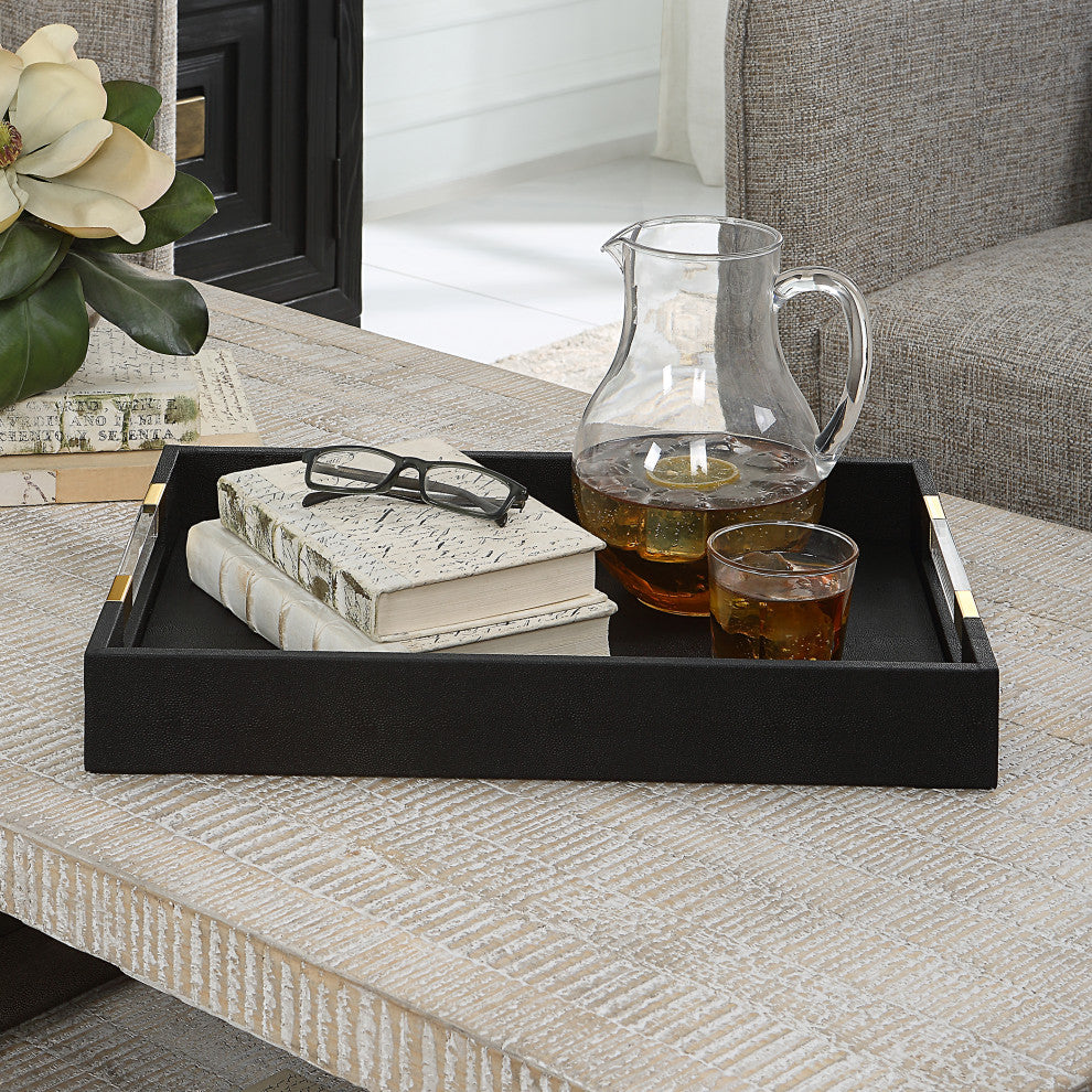 Uttermost 18059 Wessex Black Shagreen Tray