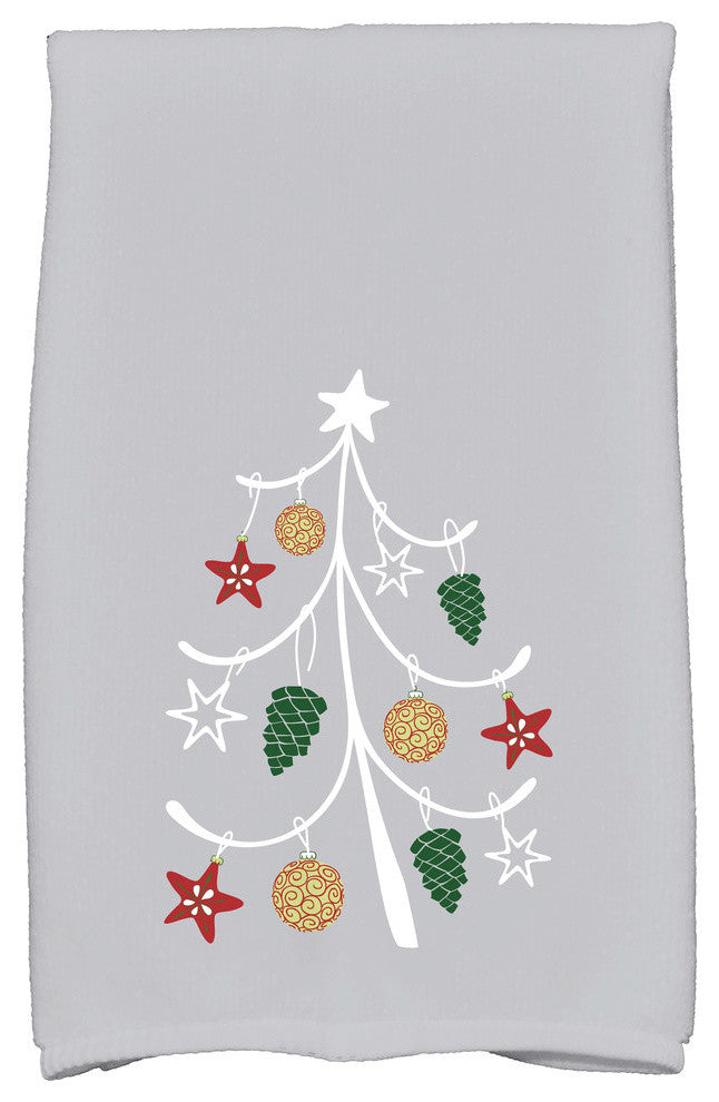 Pinecone Tree Holiday Geometric Print Kitchen Towel, Gray