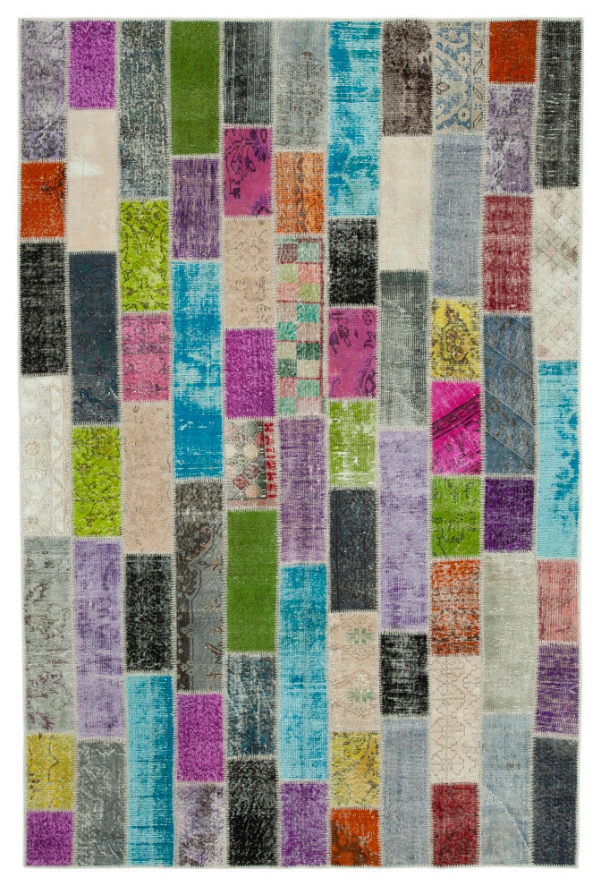 Rug N Carpet - Handmade Anatolian 6' 7" x 9' 11" Contemporary Patchwork Area Rug