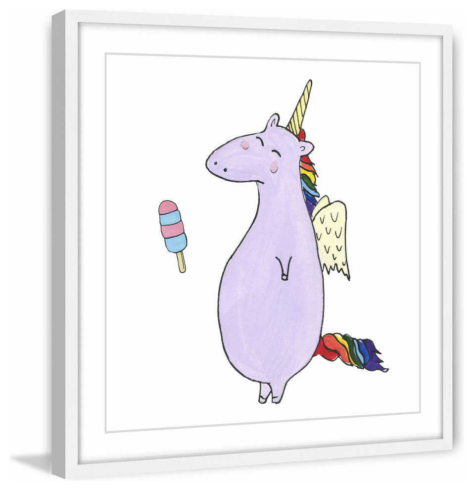 "Plump Unicorn" Framed Painting Print, 18"x18"