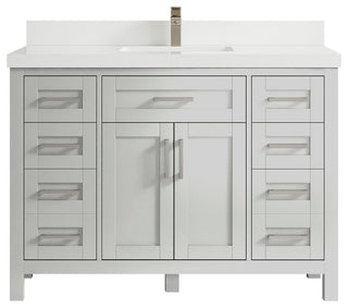 Cambridge 48 Single Sink Bath Vanity in Coventry Gray 2" White Quartz