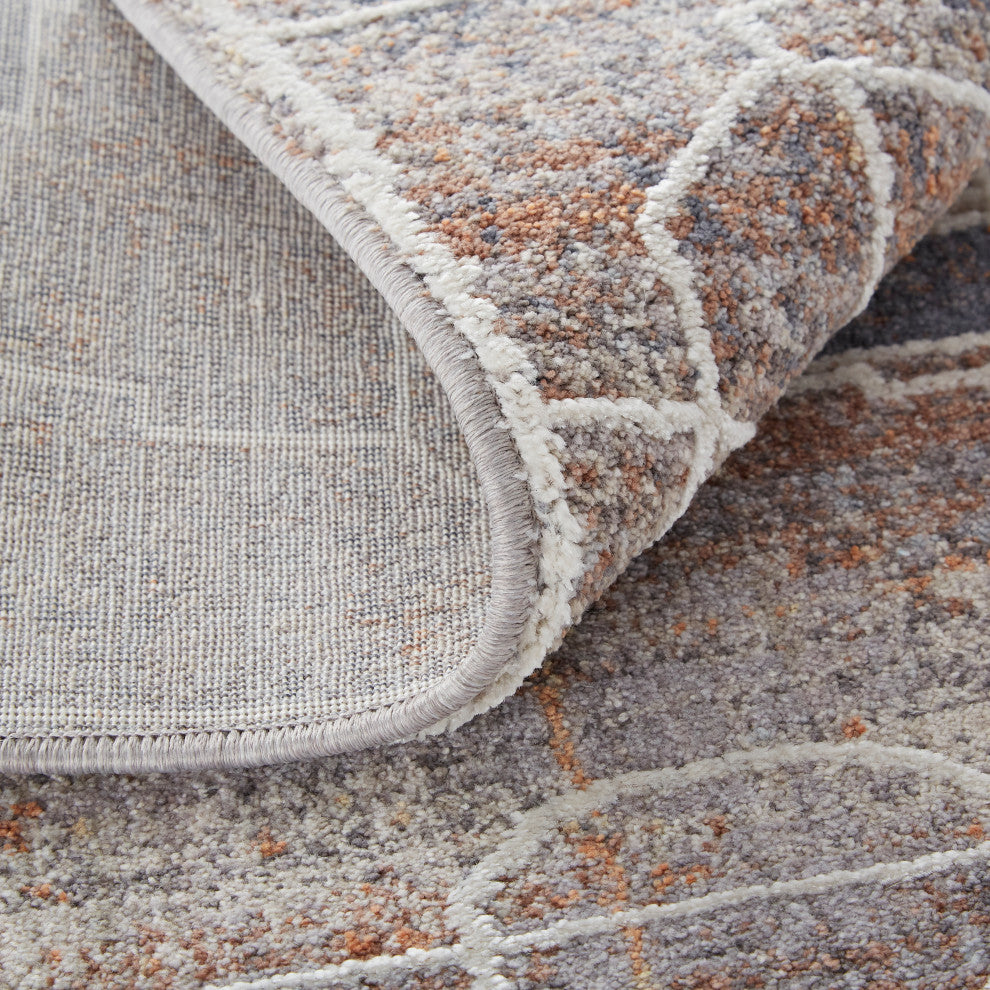 Weave & Wander Edwardo Rug, Blue/Orange, 6'-7" X 9'-4" Rug